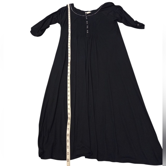 Eileen West Modal Black Long Sleeve Nightgown Pajama Dress Women's Medium Button - Picture 3 of 6